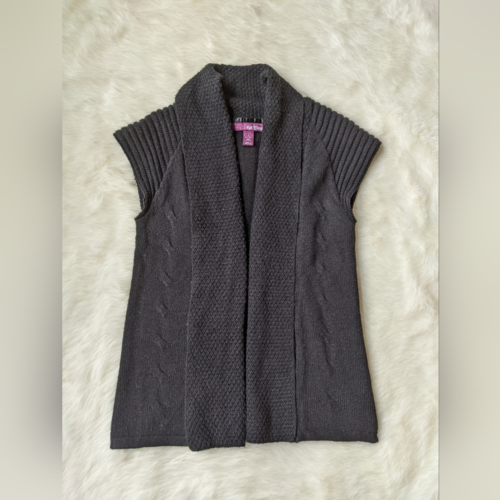 Cap Sleeve Black Drapey Sweater